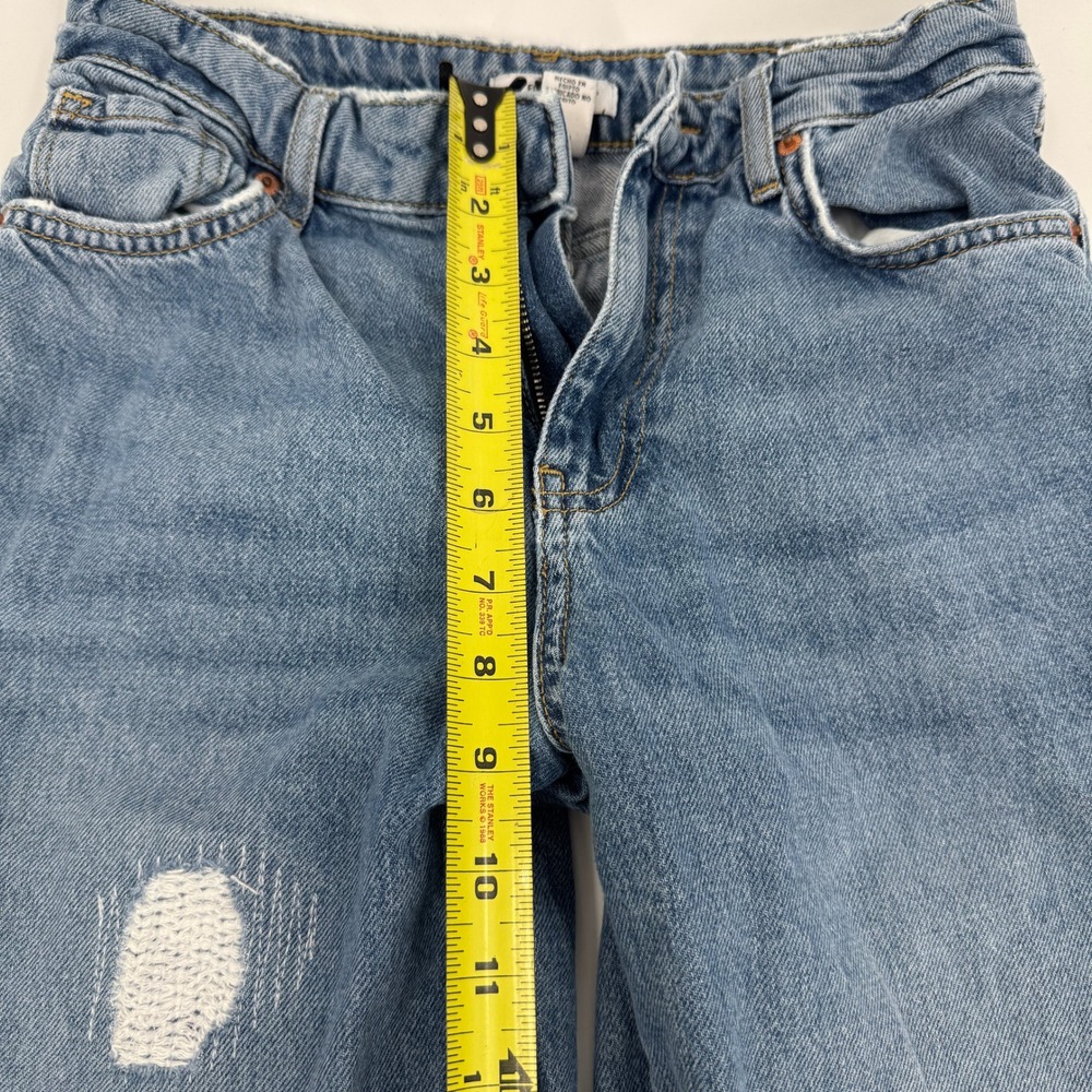 Forever 21 Premium Wide Leg Distressed Jeans Womens 25 Blue High Rise Ripped - Picture 6 of 11